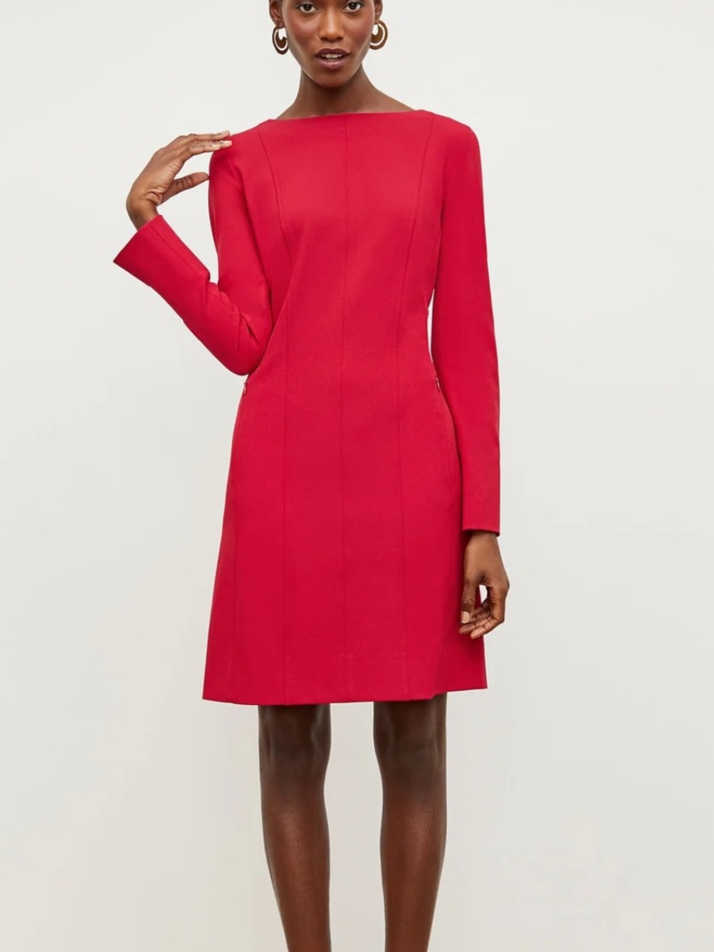 MM Lafleur Red Long-Sleeve Sheath Dress